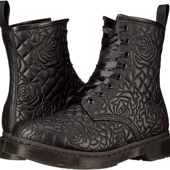 rose embroidered dr martens